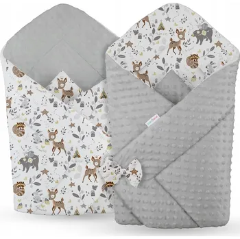 Zavinovačka Oboustranná zavinovačka pro miminka 80x80 cm BABYMAM PREMIUM - Srneček a přátelé s šedou minky