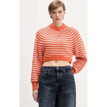 Dámský svetr Svetr z vlněné směsi Tommy Jeans dámský, oranžová barva, DW0DW21677 20E, vel. L
