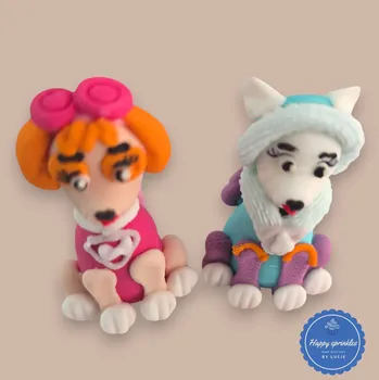 Jedlá dekorace na dort K Decor PAW Patrol - Everest a Skye – jedlé cukrové figurky