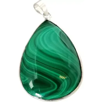 Přívěsek Přívěsek malachitová kapka velká 3,2 cm v AA kvalitě (s chirurgickou ocelí)