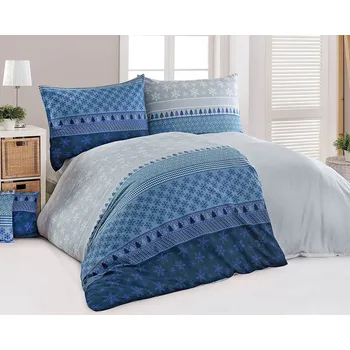 Povlečení Povlečení Matějovský SANTO BLUE, skandinávský vzor, flanel premium, 140x220cm + 70x90cm