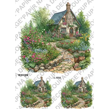 Umělecký papír Rýžový a soft papír na decoupage - Zahrádka - KB01691 Materiál: Rýžový papír, Rozměr: A4