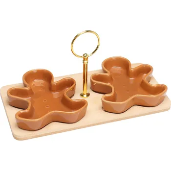 EH Excellent Houseware ZIMORA misky na perníčky na bambusové desce, 3 kusy