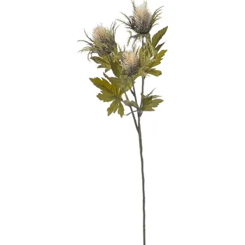 umělá květina Umělý bodlák s listy - krémová 67 cm