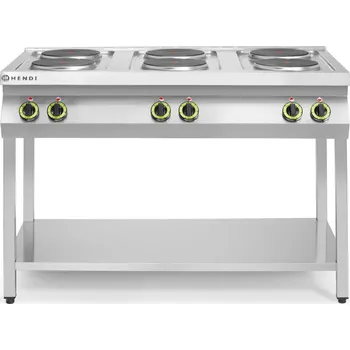 Vařič Elektrický vařič Kitchen Line – 6 plotýnek s otevřenou podstavou, HENDI, Kitchen Line, 400V/15600W, 1200x700x(H)900mm