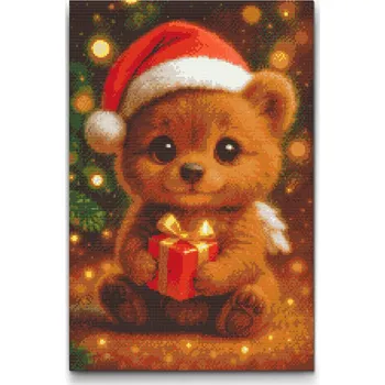 Diamantové malování Diamantové malování - Vánoční medvídek Velikost: 40x60cm, Rámování: Pouze srolované plátno, Diamanty: Kulaté