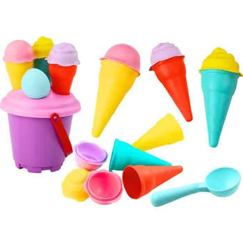 Hračka na písek LEAN Toys Sada na zmrzlinu Sand Set Ice Cream Bucket Spatula Pink 6 ks.