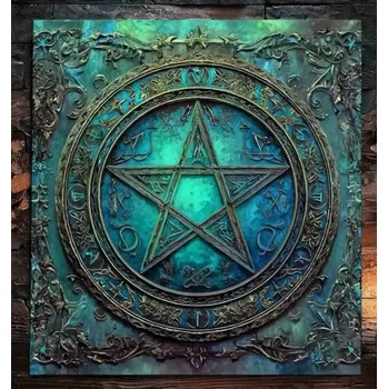 ubrus Vykládací ubrus zelený - Pentagram - střední