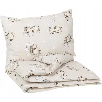 Povlečení Dětské bavlněné povlečení do postýlky 120x90 cm BABYMAM PREMIUM - Žirafa - béžové