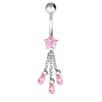 Piercing Piercing ocel visací, hvězdičky 1 (Šperky pupíku, růžové)