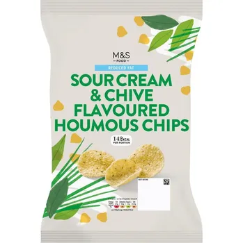Chips Marks & Spencer Lupínky z cizrnové a čočkové mouky s příchutí zakysané smetany a pažitky