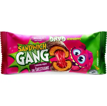 Sandwich Gang s ovocnou náplní se švestkami v tmavé polevě