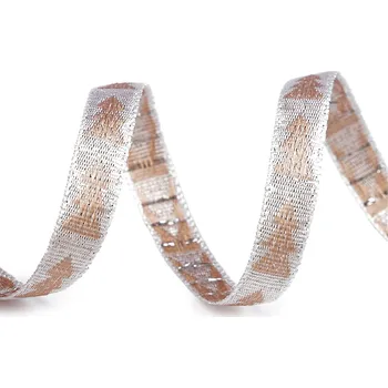 Vánoční stuha metalická šíře 10 mm, barva 102 stříbrná pudrová