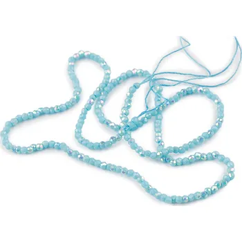 Korálek Skleněné korálky broušené ohňovky 2 mm s AB efektem, na šňůrce Varianta: 9 modrá azuro AB, Balení: 1 sáček