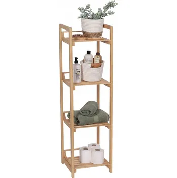 Koupelnový nábytek BAMBUSOVÝ REGÁL DO KOUPELNY, SKŘÍŇKA SE 4 POLICEMI, SLOUPEK NA RUČNÍKY A POTŘEBY, 30X30 cm