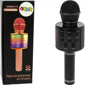 Karaoke Bezdrátový karaoke mikrofon s reproduktorem a LED světly, černý
