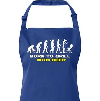 Kuchyňská zástěra Zástěra s laclem Narozen pro grilování, Barva Royal blue 450 B&C, Velikost Unisex, Canvas Zástěra s laclem Bezvatriko.cz 0214 -