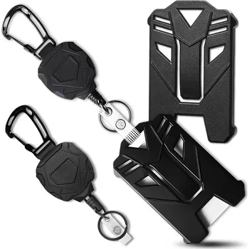 Camerazar Klíčenka černá karabinová lano zatahovací sada 80 cm