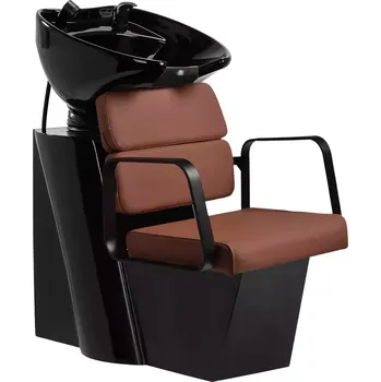 Kadeřnické křeslo Kadeřnický mycí box PORTO - černo-hnědý