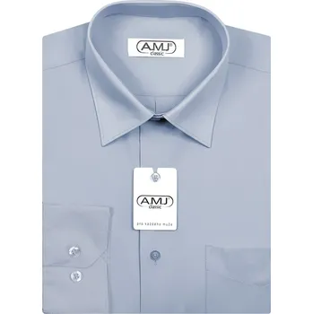 Pánská košile Pánská košile AMJ jednobarevná JD082, holubí šeď, dlouhý rukáv, vel. 53/54 (nadměrná)