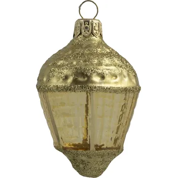 Vánoční dekorace Bella Rose Skleněná vánoční ozdoba Lucerna Žlutá Lesk