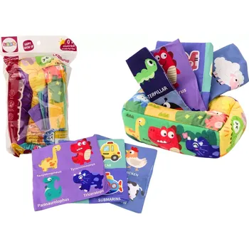 Hračka pro nejmenší Měkká senzorická krabička s kapesníčky – 6 látek a 3 šustivé kapesníčky