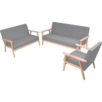 Pohovka zahrada-XL 3dílná sedací souprava, světle šedé textilní čalounění 275179