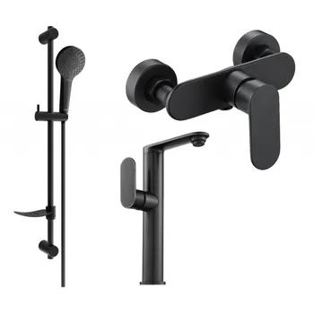 Vodovodní baterie Mexen Milo DF05 sprchová sada, černá - 713154DF05-70 Bateriové soupravy