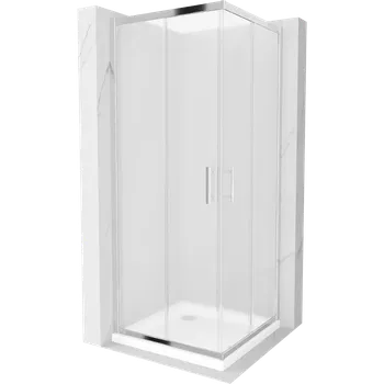 Mexen Rio čtvercová sprchová kabina 70 x 70 cm, mat, chrom + sprchová vanička Flat, bílá - 860-070-070-01-30-4010 Sprchové kouty s vaničkou