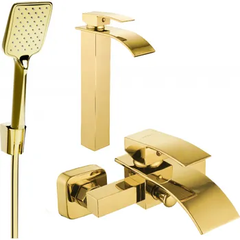 Vodovodní baterie Mexen Aries R62 vanová souprava, zlatá - 744813R62-50 Bateriové soupravy