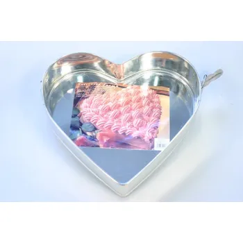 Forma na pečení PROHOME - Forma na dort se dvěma sponami - srdce, 30 x 6,8 x 29cm, pocínovaná