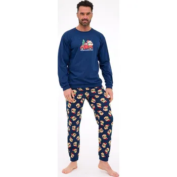 Pánské pyžamo Cornette Tmavě modré dlouhé pánské vánoční pyžamo Teddy 115/290 Teddy 2 dł/r Christmas S-2XL męska Velikost: S, Barva: Tmavě modrá