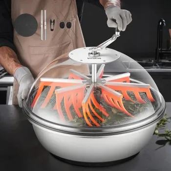 Strojek na vlasy VEVOR zastřihovač listů do misky, ruční zastřihovač pupenů 600 mm, s ostrými čepelemi z nerezové oceli, vizuální řezání, hydroponický řezací stroj na mokré i suché plody, kroucený rotační řez pro rostliny, listy, pupeny, květy