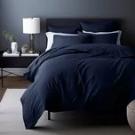 SATÉNOVÉ LOŽNÍ POVLEČENÍ NAVY BLUE 160X200 CM, 2KS 70X80 CM TMAVĚMODRÁ