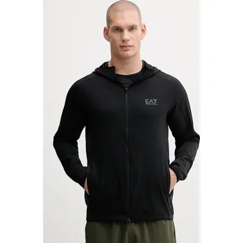 Pánská mikina Tréninková mikina EA7 Emporio Armani pánská, černá barva, s kapucí, hladká, AF13534.7M000591 99X, vel. L