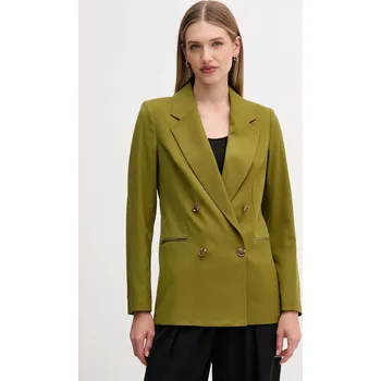 Dámské sako Blazer s příměsí vlny United Colors of Benetton zelená barva, dvouřadový, 2YVXDW03A 91X, vel. 38