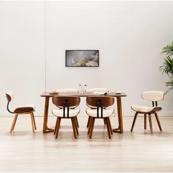 Jídelní židle zahrada-XL Jídelní židle 6 ks krémové ohýbané dřevo a umělá kůže 278717