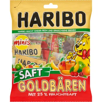 Bonbon CZ distribuce HARIBO Goldbären Šťáva Minis Fruchtsaft 25% ovocné želé 220 g