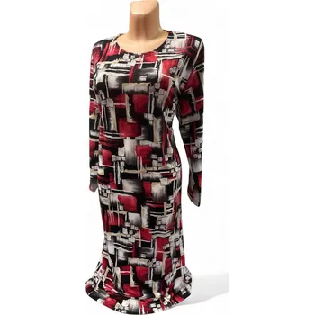 Dámské šaty šaty, Barva Červená, Velikost XXXL 54, Materiál 89%Akryl 10%Pe 1% lycra