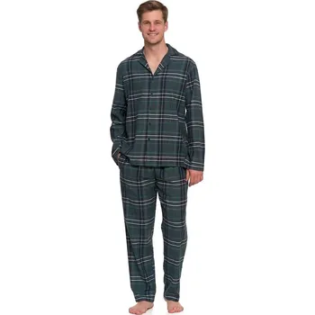 Pyžamo Moraj PDM6700-001 dlouhé/r M-4XL pruhované zelená 3XL