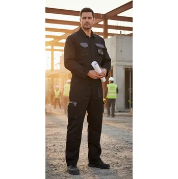 Pracovní kombinéza Portwest Kombinéza MORTON, černá Velikost S černá/šedá