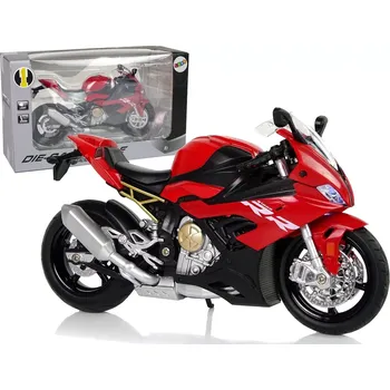 autíčko kovový model motocyklu bmw s1000rr červený se světly a zvuky