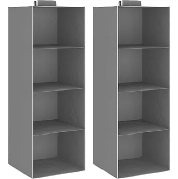 Šatní skříň zahrada-XL Závěsný organizér na oblečení 2 ks se 4 policemi textil 288324