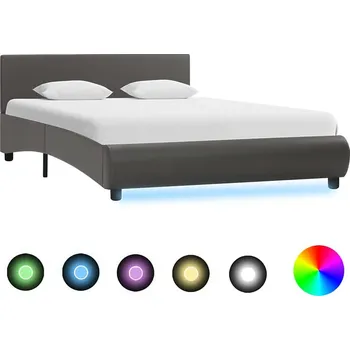 Postel zahrada-XL Rám postele s LED světlem šedý umělá kůže 120 x 200 cm 285494