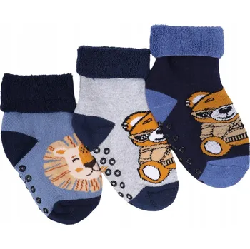 Chlapecké froté Ponožky barevné s motivem zvířátek z ABS, 3 ks, 27-30 kusů, YOCLUB