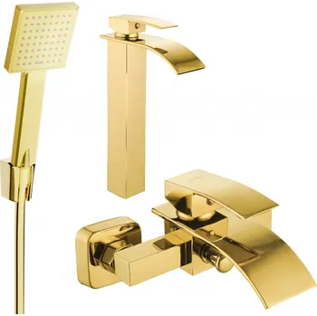 Vodovodní baterie Mexen Aries R45 koupelnová sada, zlatá - 744813R45-50 Bateriové soupravy