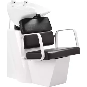 Kadeřnické křeslo Kadeřnický mycí box PORTO - bílo-černý