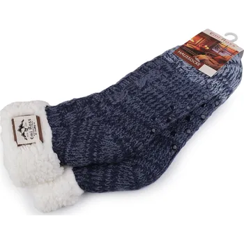 pracovní ponožka Pánské ponožky zimní s kožíškem a protiskluzem Emi Ross Varianta: 21 (vel. 43-46) modrá, Balení: 1 pár