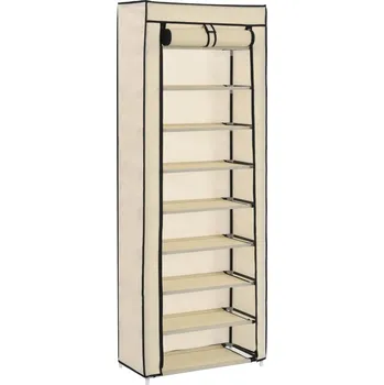 Botník zahrada-XL Botník s potahem krémový 57 x 29 x 162 cm textil 282431