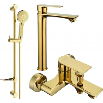 Vodovodní baterie Mexen Royo DF40 sada vanová, zlatá - 72213DF40-50 Bateriové soupravy